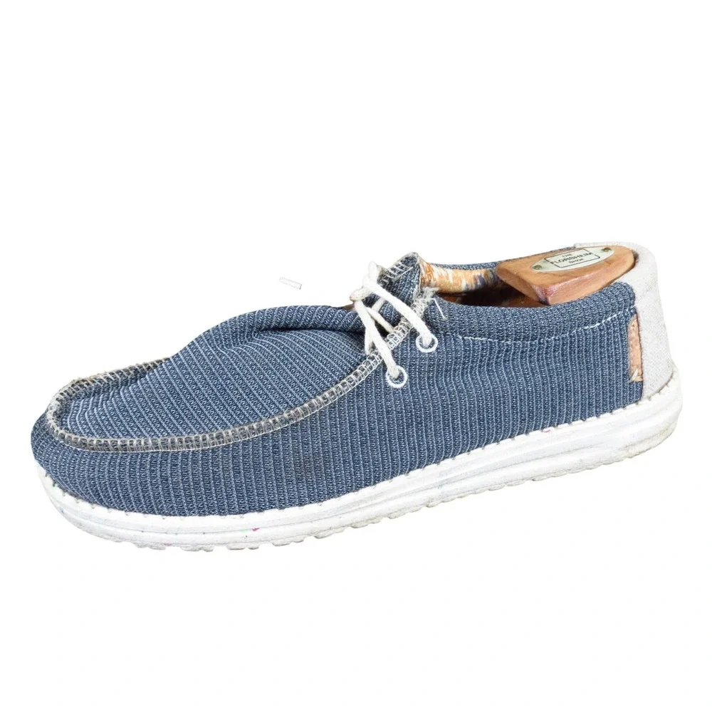Hey Dude Wally Eco Sox Aegean Mens‎ Loafers Size 9 Daily Wear Blue Knit Shoes